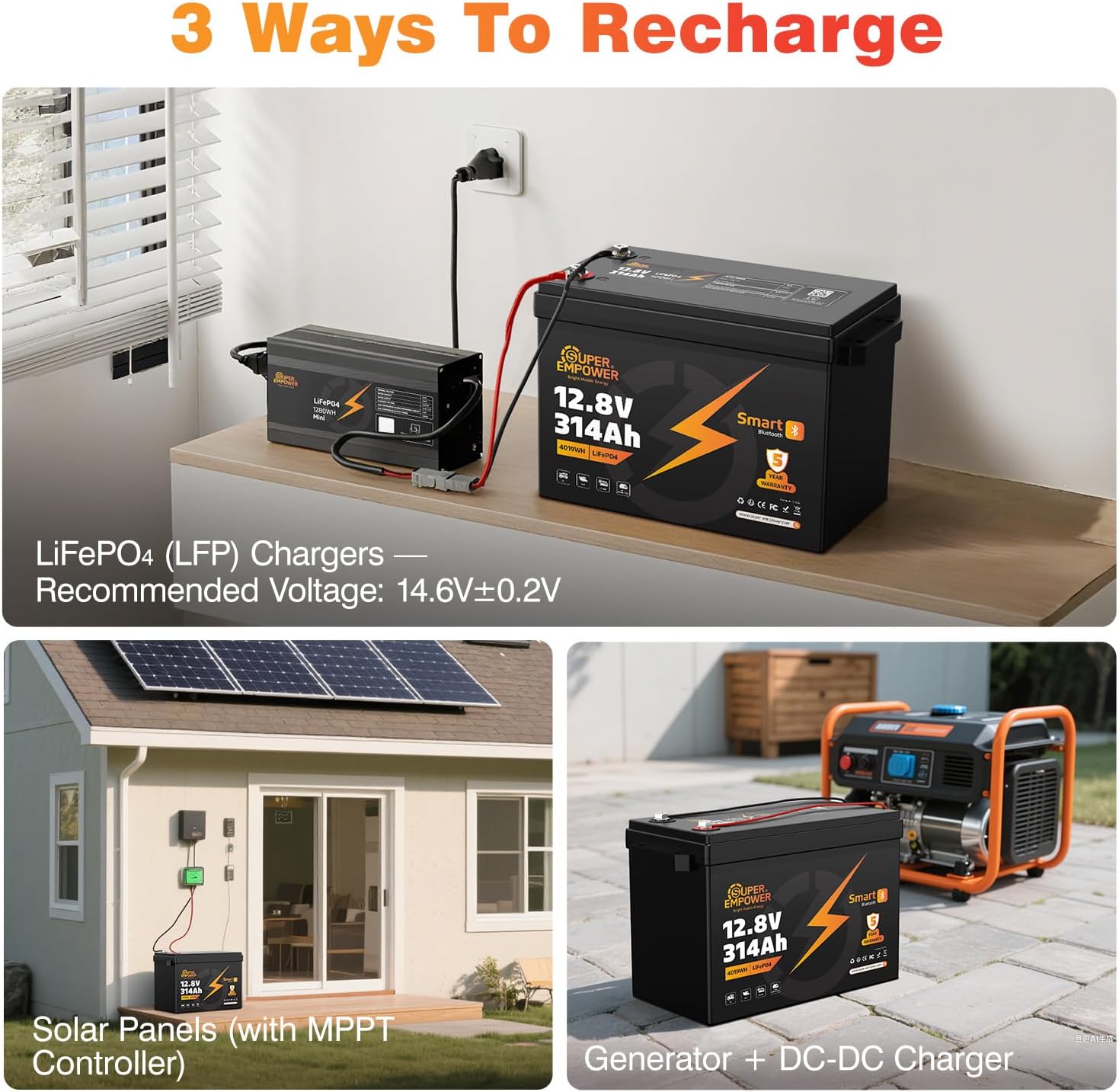 SUPER EMPOWER 314AH 12.8V Bluetooth battery be used in a house as a backup power source.